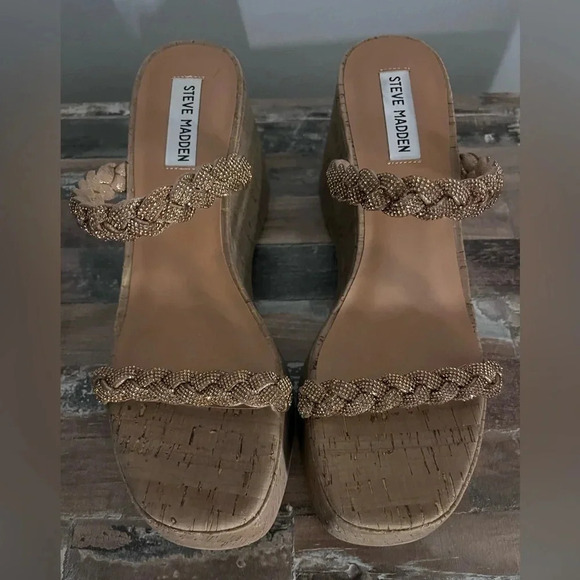 Steve Madden Copper Rhinestone Danya Platform Slide Women Size 9 - Picture 5 of 6